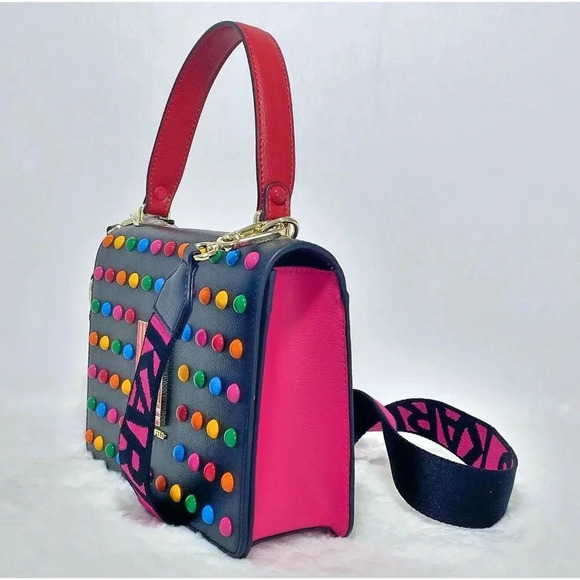 Karl Lagerfeld Paris Simone Leather Crossbody Multi Color Dots Purse Handbag NWT - Picture 8 of 13